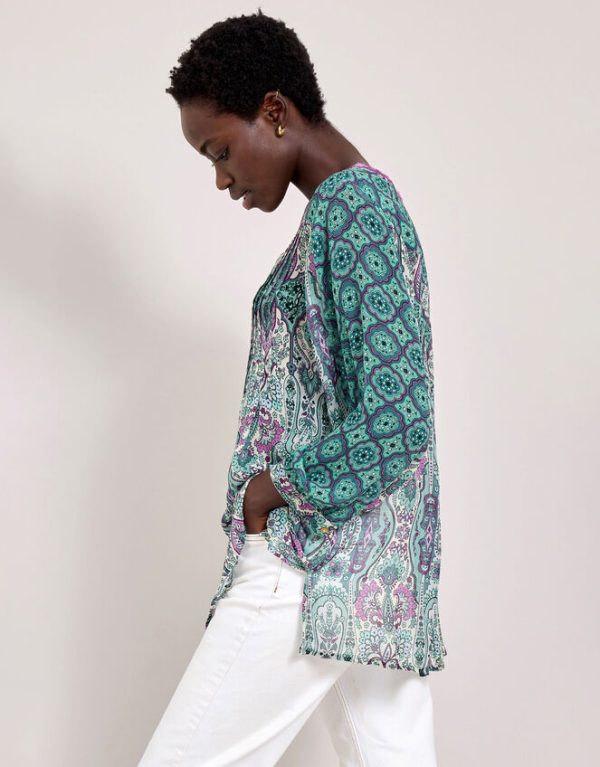 Monsoon East Paisley Print Blouse Green - Image 5