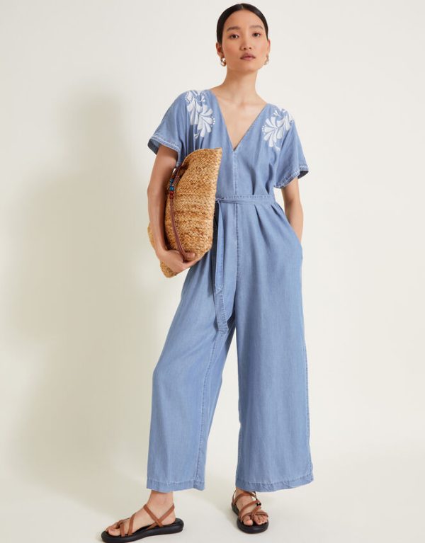 Monsoon Jael Embroidered Jumpsuit Blue - Image 5