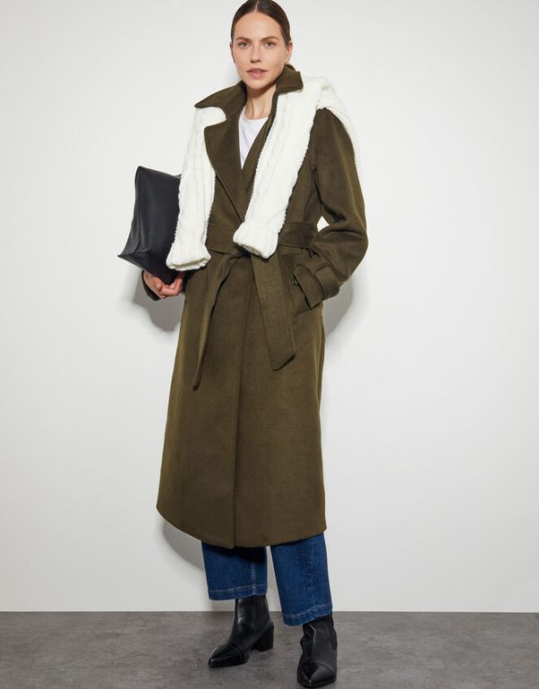 Monsoon Ollie Belted Trench Coat Green - Image 5