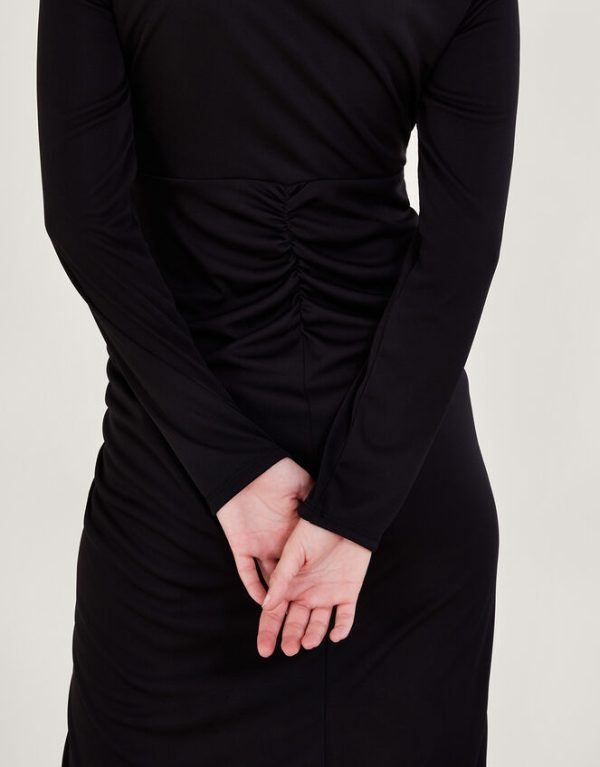 Monsoon Toria Trim Long Sleeve Dress Black - Image 4