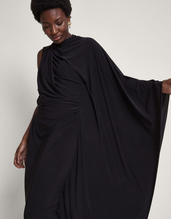 Monsoon Drew Drape Midi Dress Black - Image 5