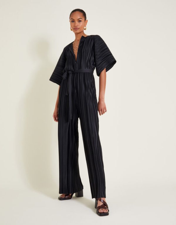 Monsoon Polly Plisse Jumpsuit Black - Image 5