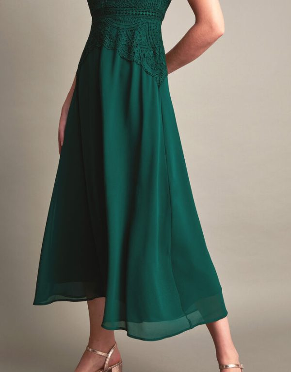 Monsoon Monica Lace Midi Dress Green - Image 4