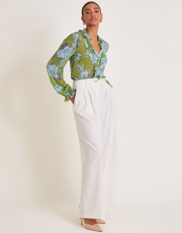 Monsoon Eva Floral Ruffle Blouse Green - Image 5