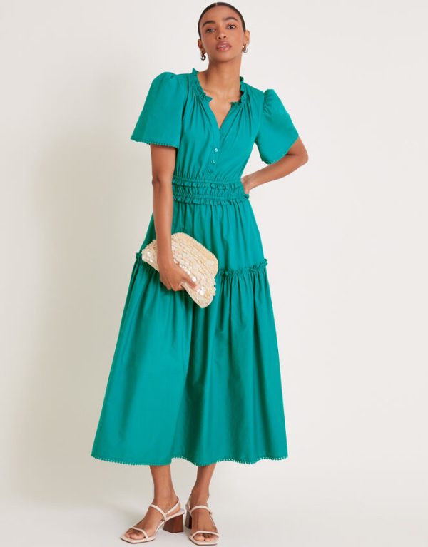 Monsoon Lorena Frill Midi Dress Teal - Image 5