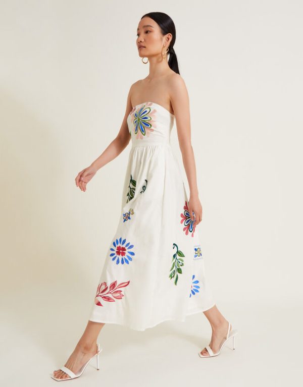 Monsoon Polly Embroidered Dress White - Image 5