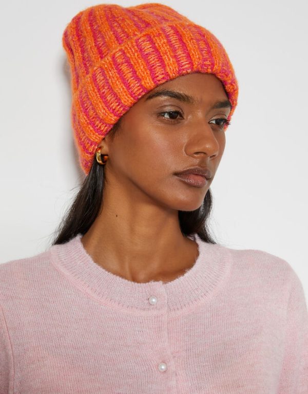 Monsoon Two-Tone Chunky Knit Beanie Hat