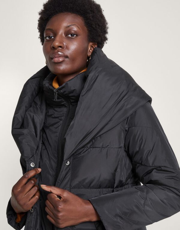 Monsoon Laura Padded Short Coat in Recycled Polyester Black - Image 4