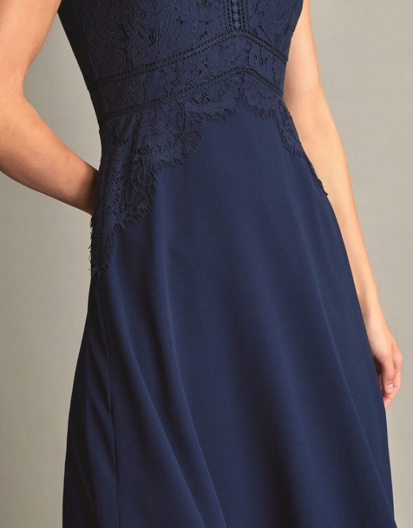 Monsoon Louise Lace Midi Dress Blue - Image 4