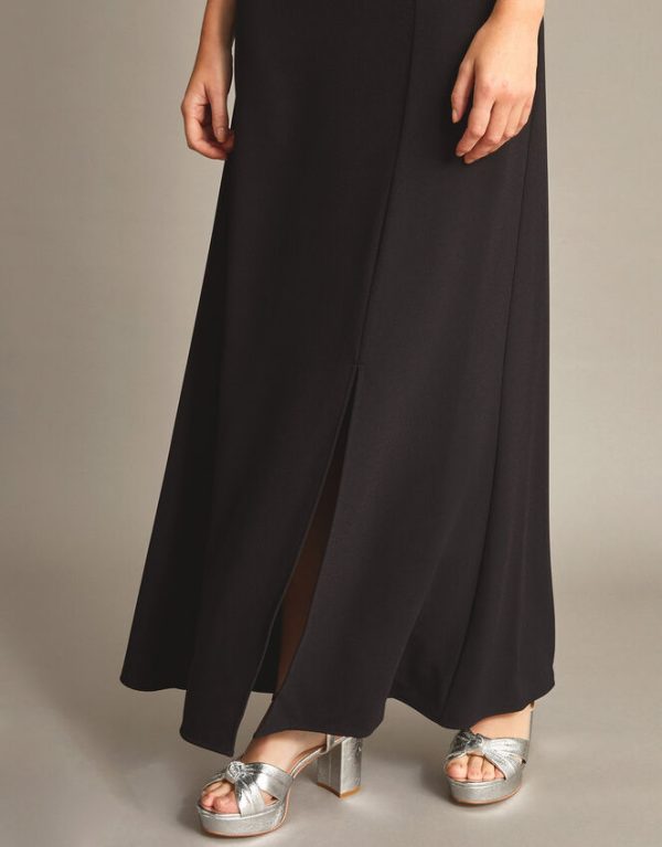 Monsoon Beatrice Crepe Bardot Maxi Dress Black - Image 4