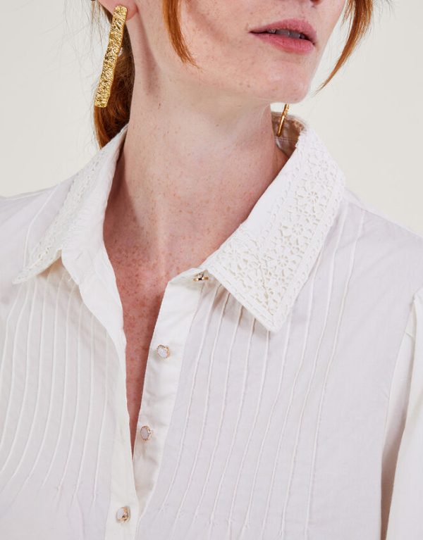 Monsoon Beth Lace Detail Shirt Ivory - Image 4