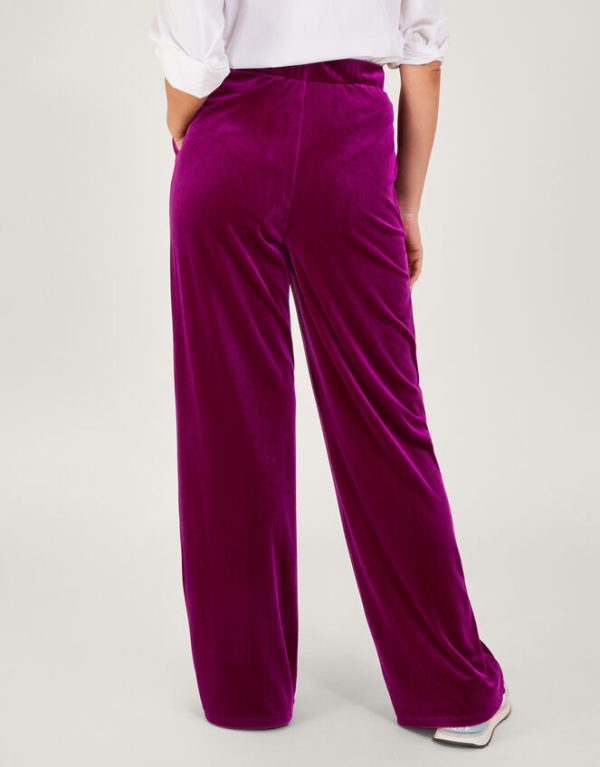 Monsoon Edith Velvet Wide Leg Trousers Pink - Image 5