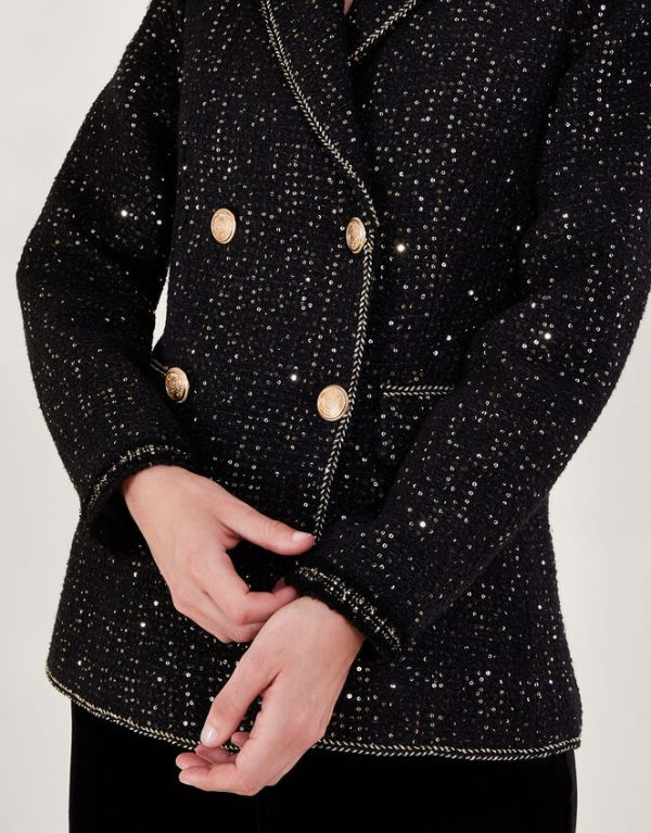 Monsoon Poppy Tweed JacketBlack - Image 4