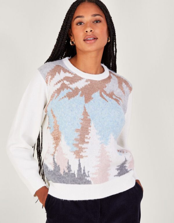 Monsoon Paige Pattern Jumper Ivory - Image 5