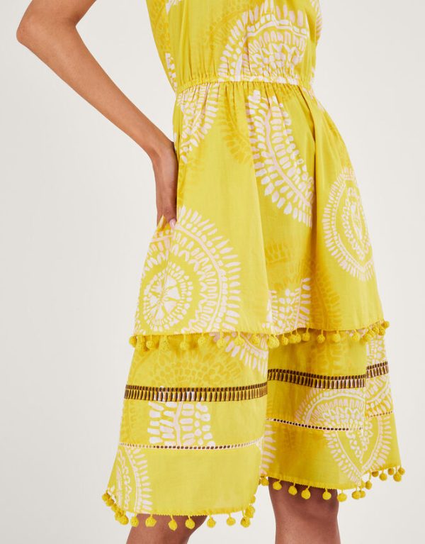 Monsoon Tiered Halter Dress Yellow - Image 4