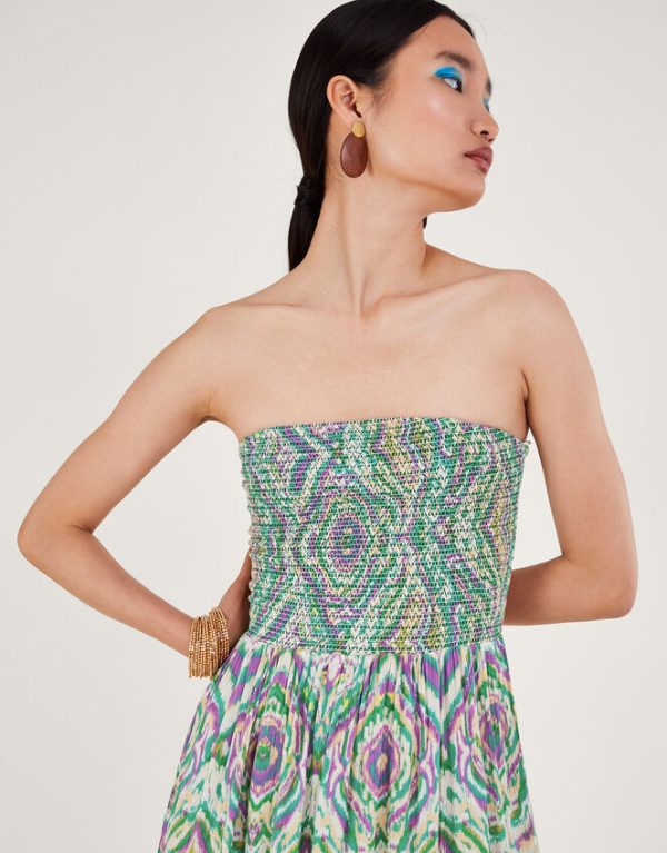 Monsoon Geometric Print Bandeau Dress White - Image 4