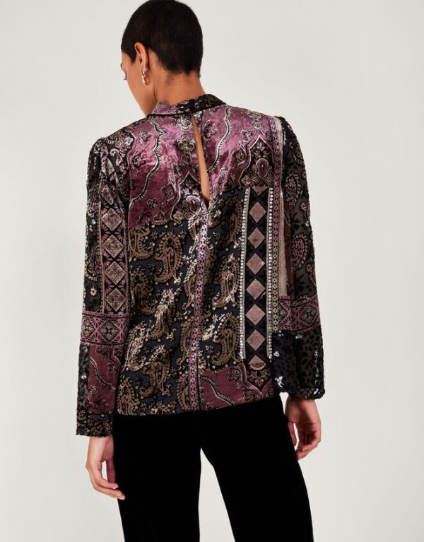 Monsoon Dahlia Devore Blouse Black - Image 4