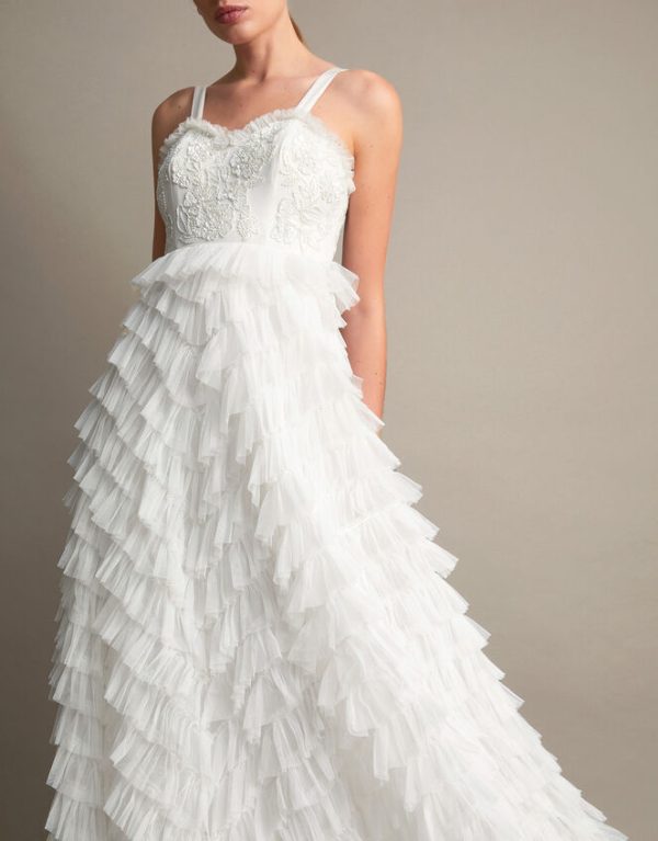 Monsoon Ellen Ruffle Maxi Bridal Dress Ivory - Image 4