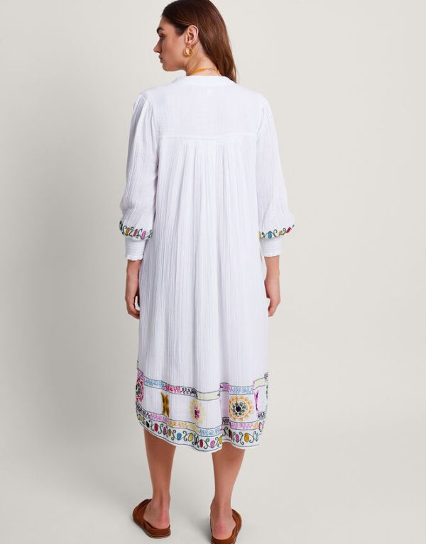 Monsoon La Galeria Elefante Hand-Embroidered Dress White - Image 5