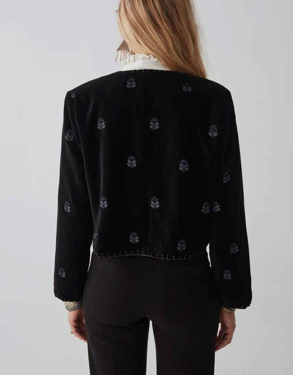 Monsoon Maison Hotel Embroidered Velvet Jacket Black - Image 5