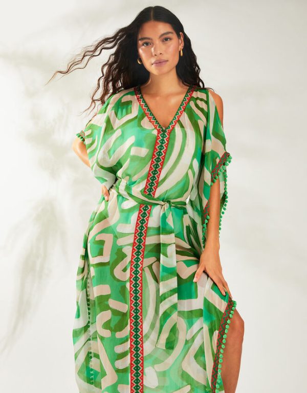 Monsoon Posy Print Maxi Kaftan Green