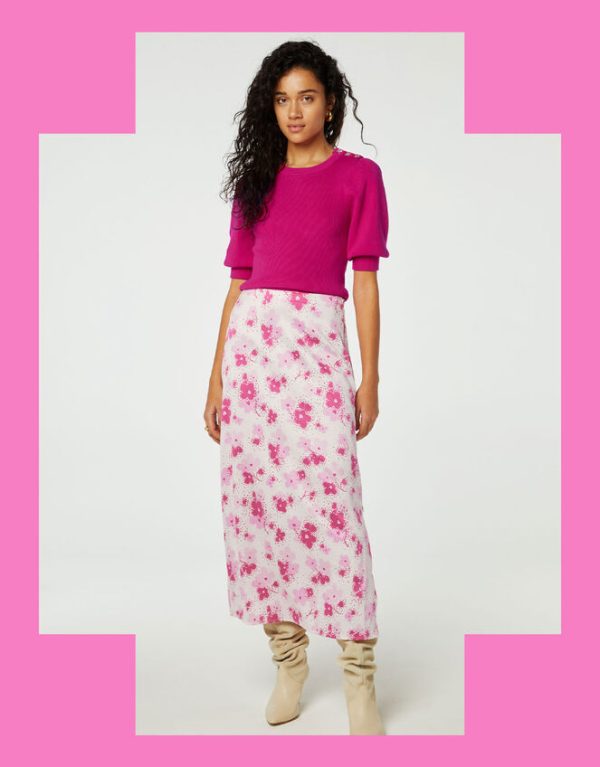 Monsoon Fabienne Chapot Floral Print Skirt Pink