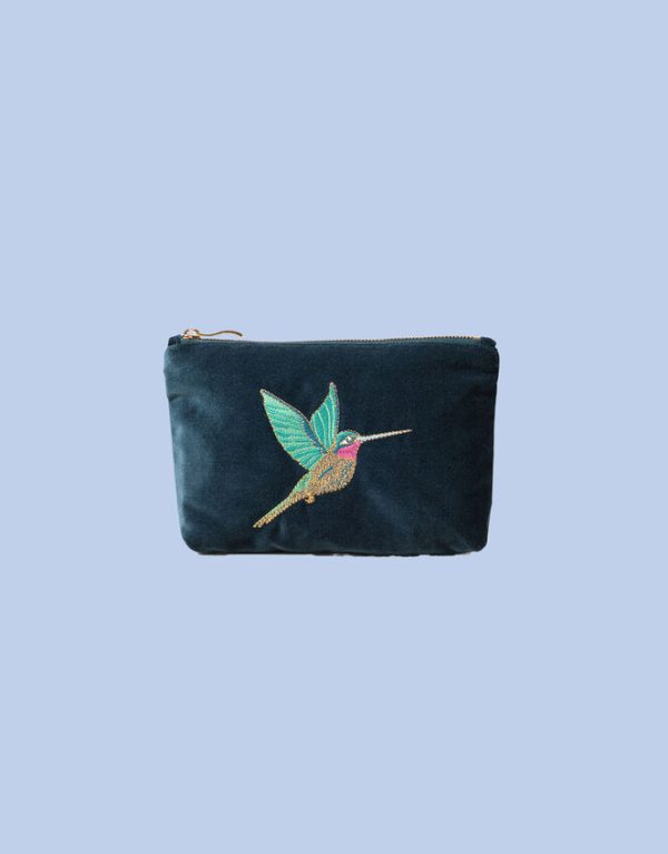 Monsoon Elizabeth Scarlett Hummingbird Velvet Mini Pouch