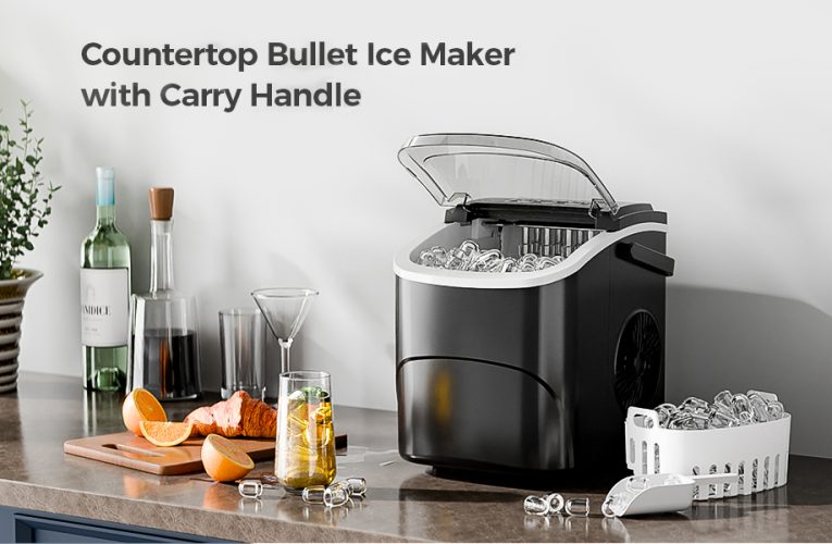 Only $49, Shop Now! Ice Makers Countertop, 26Lbs/24H, 9 Cubes in 6 Mins, Portable Ice Maker Machine with Self-Cleaning, 2 Sizes of Bullet Ice, Perfect for Home Kitchen – Black