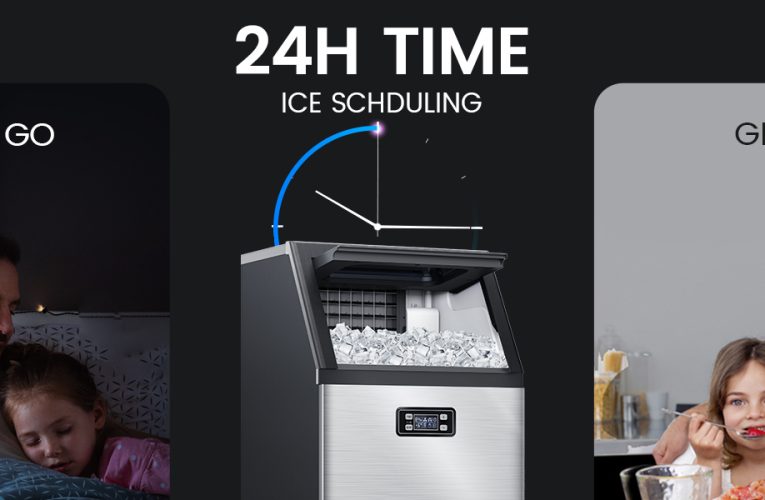 370+ Bought in Past Month, Original Price: $319, Now: $187, V2.0 Commercial Ice Maker,100 lbs,2-Way Add Water,Under Counter Ice Maker Self Cleaning,Ice Machine with 24 Hour Timer,33 lbs Basket,Stainless Steel Ice Makers for School, Home, Bar, RV