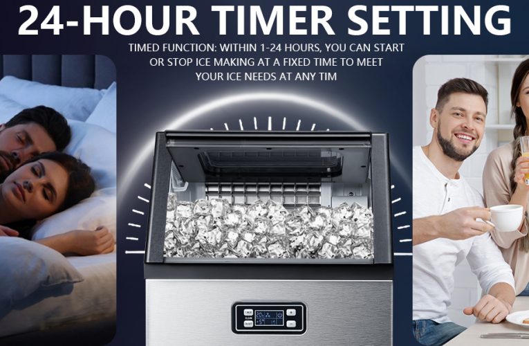 Only $177, Shop Now! Commercial Ice Makers Machine Stainless Steel Makers 100 Lbs of Ice Per 24H with 33 Pounds Storage Capacity Ice Cubes Freestanding Party / Bar / Restaurant Scoop Connection Hose – Silver