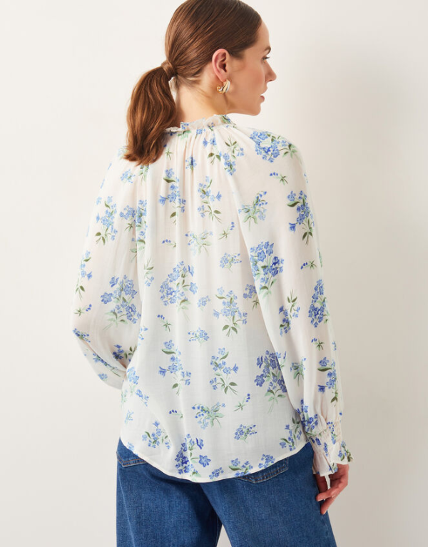 Monsoon Sarah sheer floral blouse ivory - Image 3