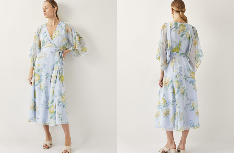 Monsoon Rowan Floral Wrap Midi Dress: Timeless Elegance with a Touch of Modern Sustainability