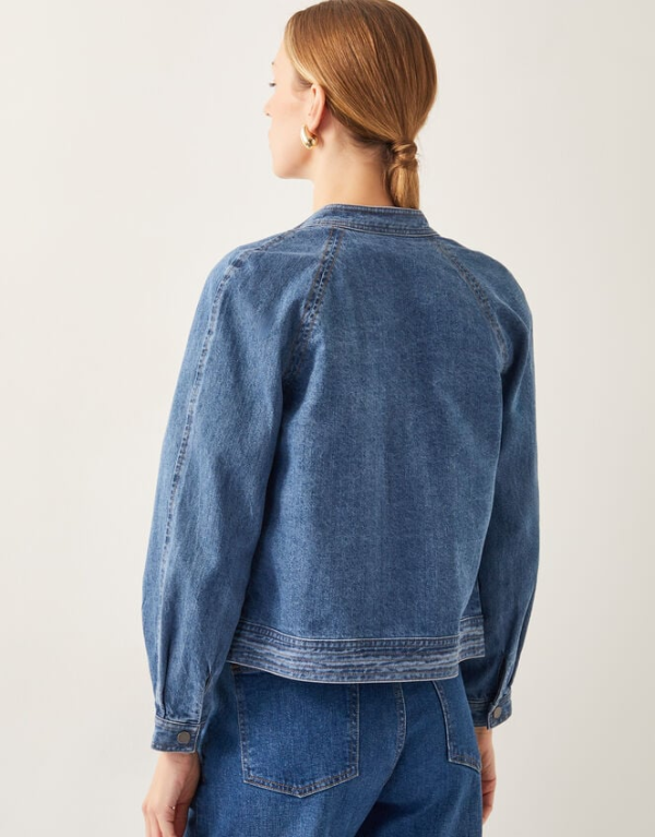 Monsoon Binky crop collarless denim jacket blue - Image 3