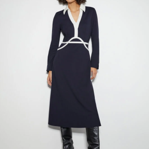 Monsoon Jay jersey collar midi dress blue