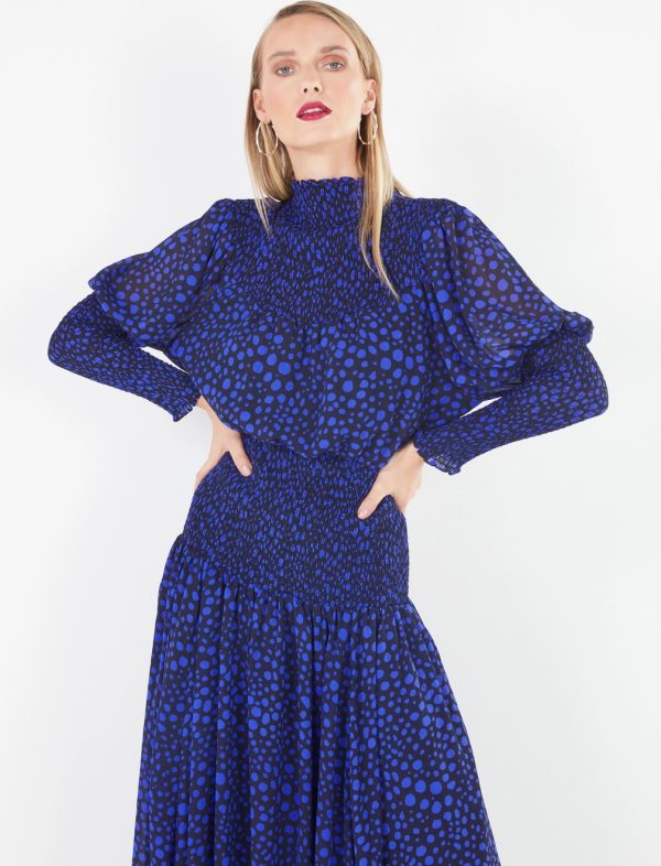 BCBG MIRABELLA MOCK NECK DRESS - DOTTED PRINT - Image 2