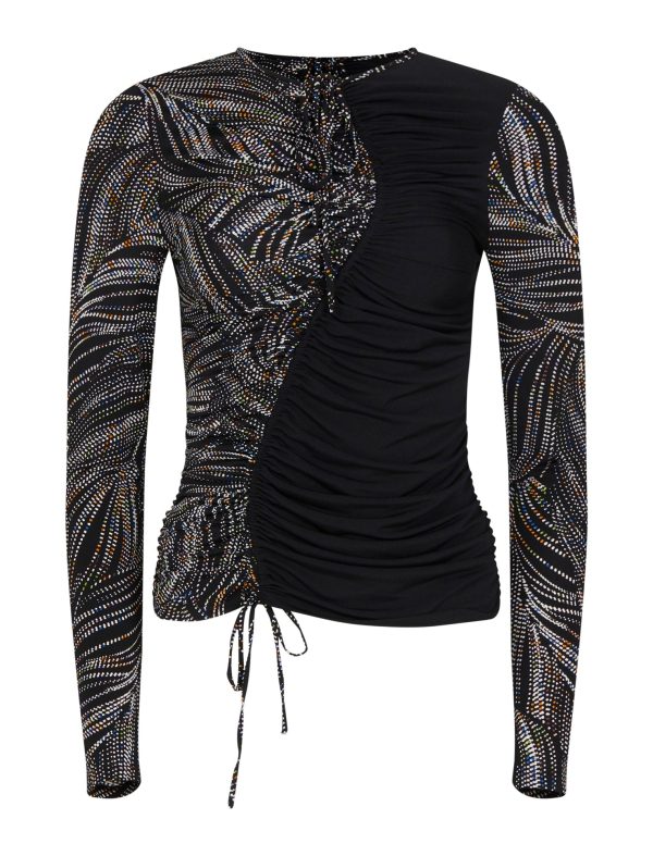 BCBG MOTZI LONG SLEEVE TOP - BLACK MULTI COMBO - Image 5