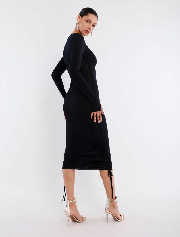 BCBG MULHOLLAND GLOVED MIDI DRESS - BLACK - Image 2