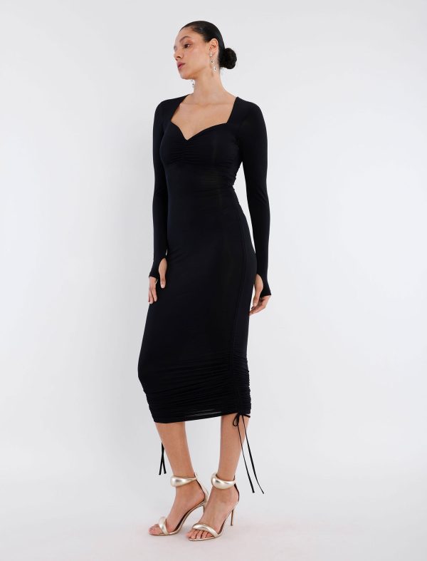 BCBG MULHOLLAND GLOVED MIDI DRESS - BLACK - Image 3