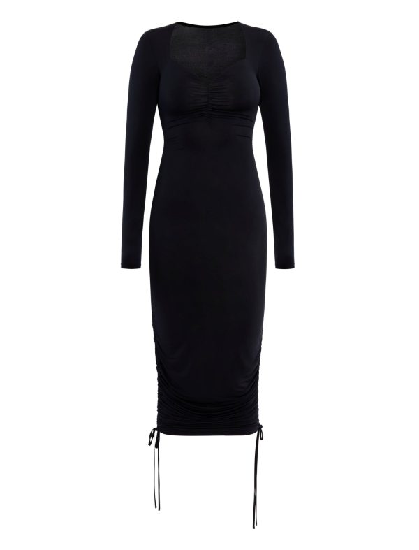 BCBG MULHOLLAND GLOVED MIDI DRESS - BLACK - Image 4