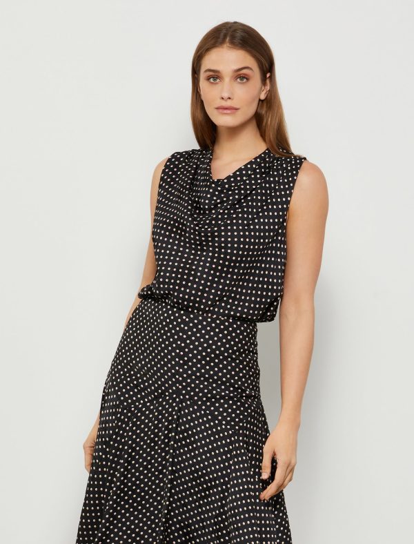 Bcbg Nataly Cowl-Neck Polka Dot Top