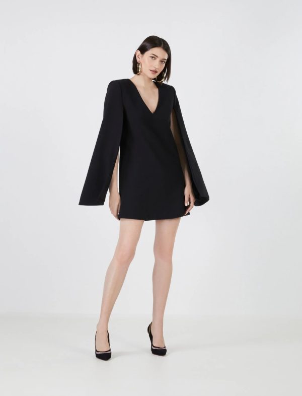 BCBG NICOLO CAPE SLEEVE DRESS - BLACK BEAUTY - Image 2