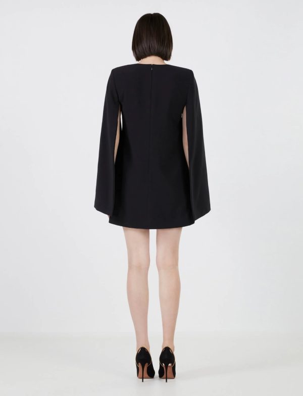 BCBG NICOLO CAPE SLEEVE DRESS - BLACK BEAUTY - Image 4