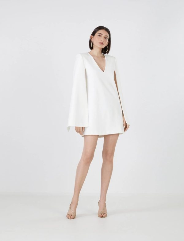 BCBG NICOLO CAPE SLEEVE DRESS - GARDENIA