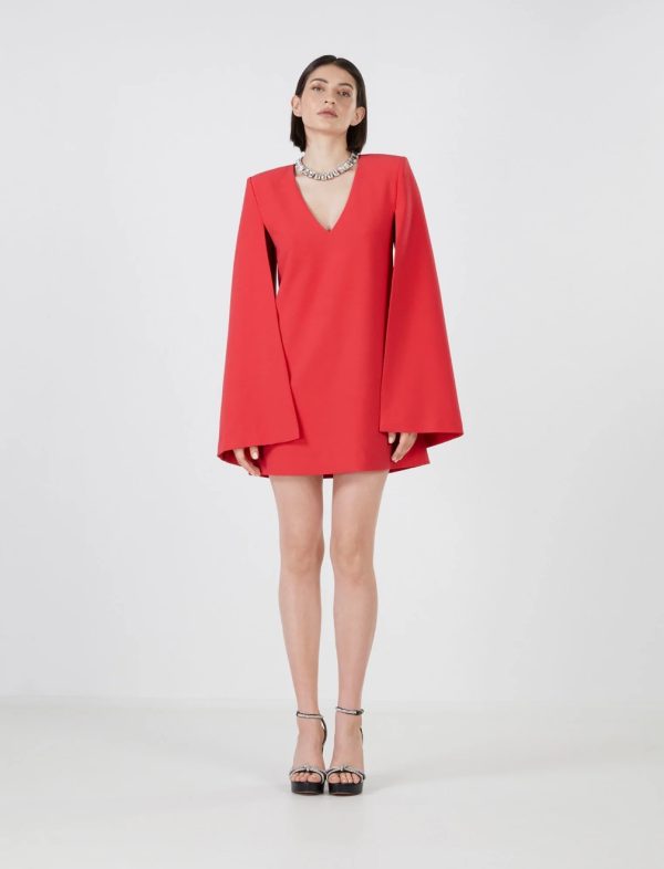 BCBG NICOLO CAPE SLEEVE DRESS - RUBICONDO