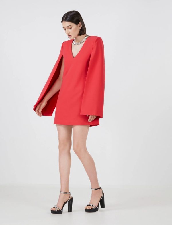 BCBG NICOLO CAPE SLEEVE DRESS - RUBICONDO - Image 2