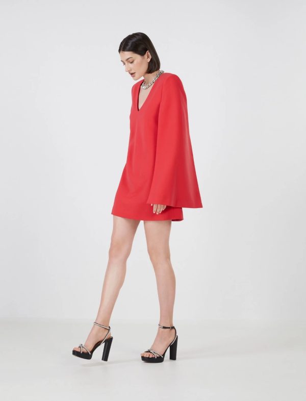 BCBG NICOLO CAPE SLEEVE DRESS - RUBICONDO - Image 3