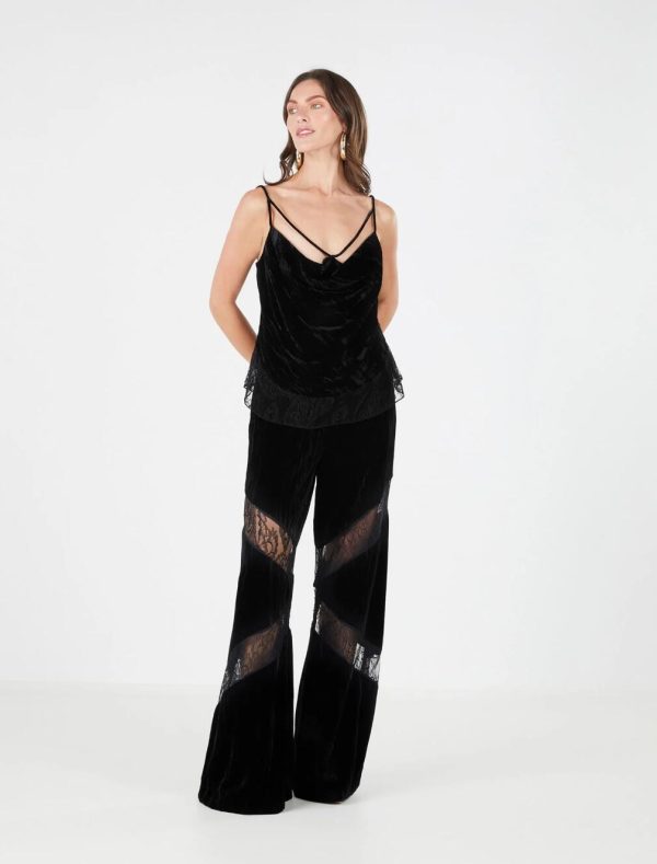 BCBG NITA VELVET TOP - BLACK BEAUTY