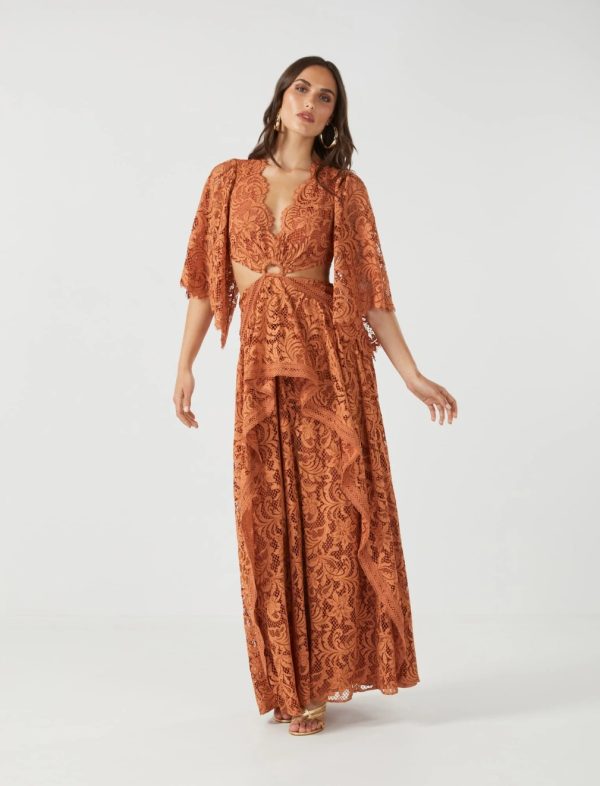 BCBG NORMA LACE EVENING DRESS - SUNKISSED