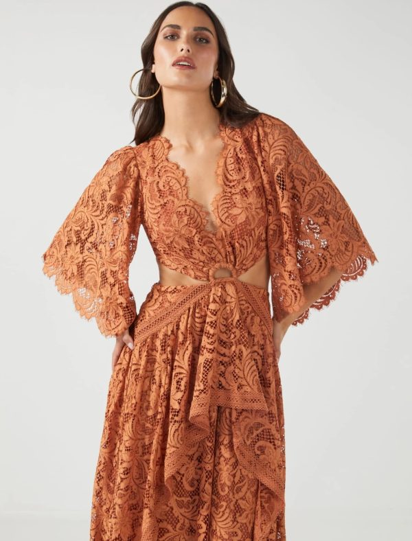 BCBG NORMA LACE EVENING DRESS - SUNKISSED - Image 4