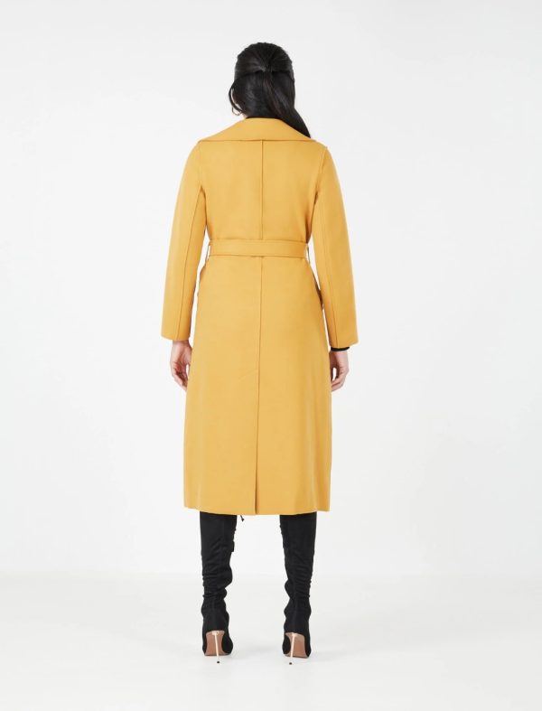 BCBG NOTCH COLLAR BELTED TRENCH COAT - MARIGOLD - Image 4